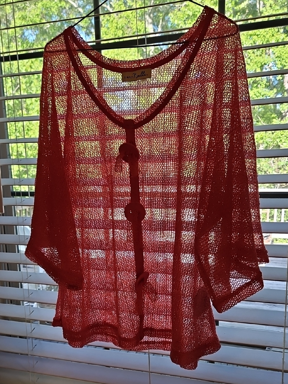 Simply Noelle Open-Weave Summer Top - Lipstick Pink With A Hint Of Sparkle!